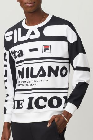 FILA Milano French Terry Crew Sweatshirts Black,Mens Clothing | CA.XWOTEI297